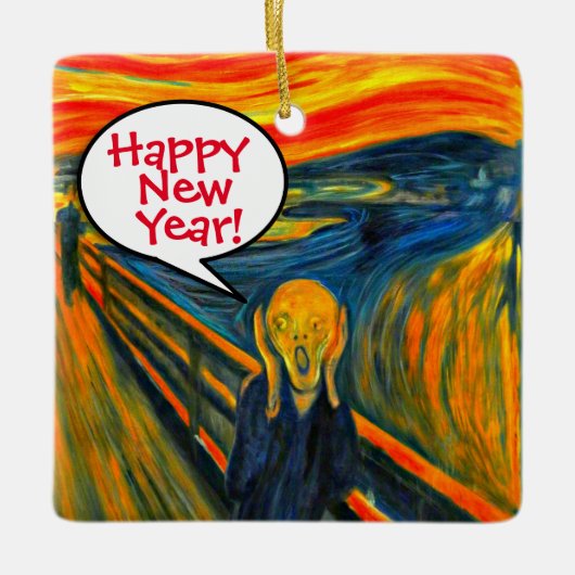 Munch The Scream New Year Keramikornament (Vorderseite)