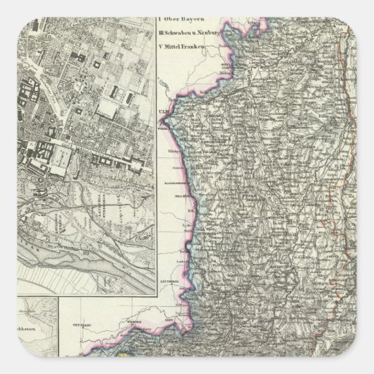 München, Augsburg, Bayern Quadratischer Aufkleber (Vorderseite)