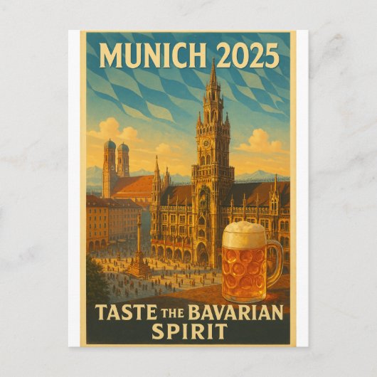 München – „Bayerischer Charme Kunst Postkarte (Vorderseite)