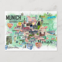 München Bayern Deutschland Illustrierte Reisekarte