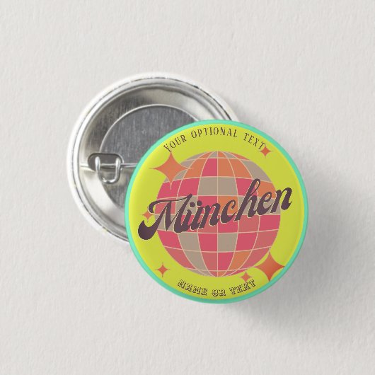 München Bayern Deutschland Retro Neongelb Button (Vorne & Hinten)