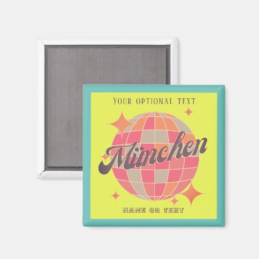 München Bayern Deutschland Retro Neongelb Magnet (Vorderseite/Rückseite)