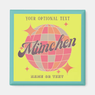 München Bayern Deutschland Retro Neongelb Magnet
