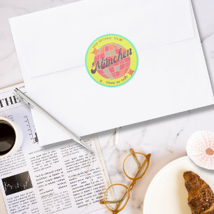 München Bayern Deutschland Retro Neongelb Runder Aufkleber