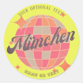München Bayern Deutschland Retro Neongelb Runder Aufkleber (Vorderseite)