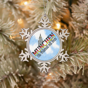 München Bayern Deutschland Schneeflocken Zinn-Ornament