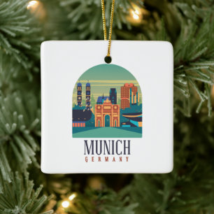 München Bayern Deutschland Vintage Travel Keramikornament