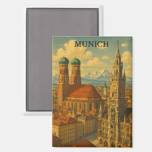 München Bayern Deutschland Vintage Travel Magnet