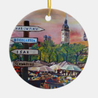 München-Bayern Viktualienmarkt mit Wegweisern