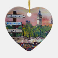München-Bayern Viktualienmarkt mit Wegweisern