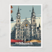 München Deutschland Art Vintage Travel Postkarte (Vorderseite)
