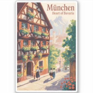 München Deutschland Bayern Illustration Reise Kuns Aufkleber