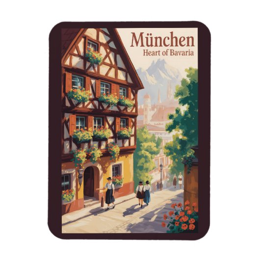 München Deutschland Bayern Illustration Reise Kuns Magnet (Vertikal)