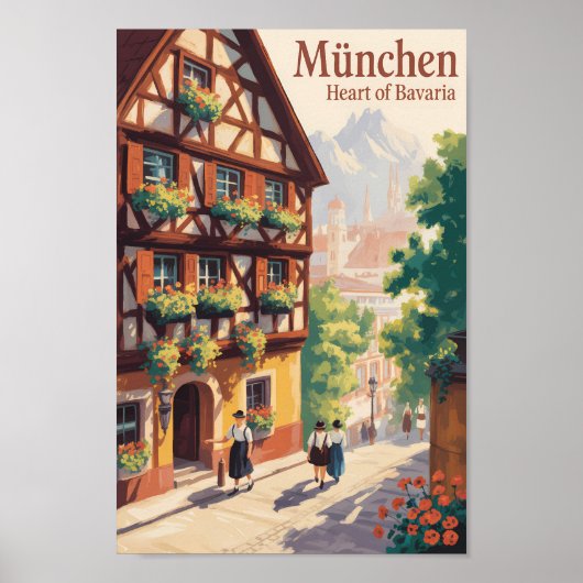 München Deutschland Bayern Illustration Reise Kuns Poster (Vorne)