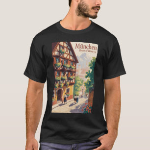 München Deutschland Bayern Illustration Reise Kuns T-Shirt