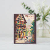 München Deutschland Bayern Illustration Reisen Kun Postkarte (Stehend Vorderseite)