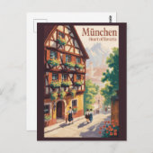 München Deutschland Bayern Illustration Reisen Kun Postkarte (Vorne/Hinten)