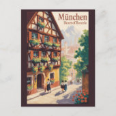 München Deutschland Bayern Illustration Reisen Kun Postkarte (Vorderseite)