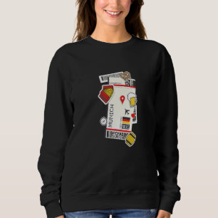 München Deutschland Bordkarte Flugticket Reise Sweatshirt