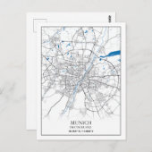 München Deutschland City Map Travel Einfach Postkarte (Vorne/Hinten)