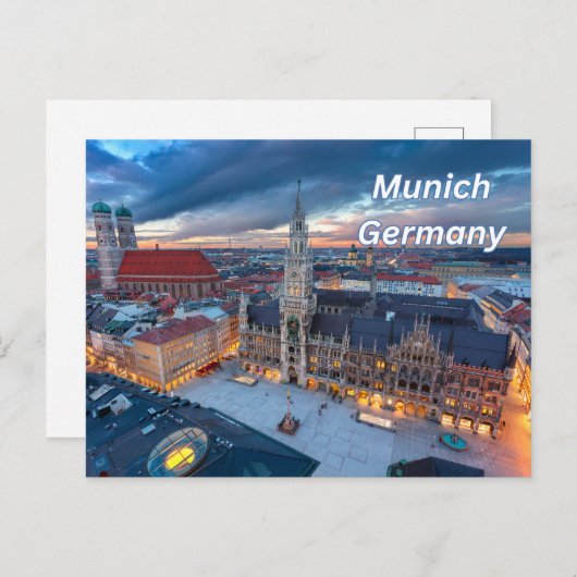 München, Deutschland Downtown im Abend Postkarte (Vorne/Hinten)