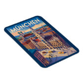 München Deutschland Illustration Reise Kunst Vinta Magnet (Rechte Seite)