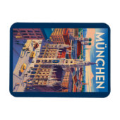 München Deutschland Illustration Reise Kunst Vinta Magnet (Horizontal)