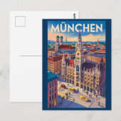 München Deutschland Illustration Reise Kunst Vinta Postkarte (Vorne/Hinten)