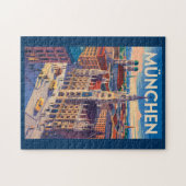München Deutschland Illustration Reise Kunst Vinta Puzzle (Horizontal)