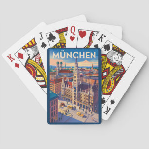 München Deutschland Illustration Reise Kunst Vinta Spielkarten