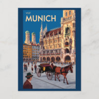 München Deutschland Marienplatz Reise Kunst Vintag