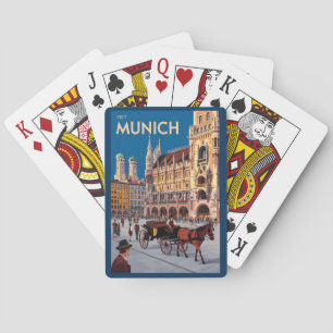 München Deutschland Marienplatz Reise Kunst Vintag Spielkarten