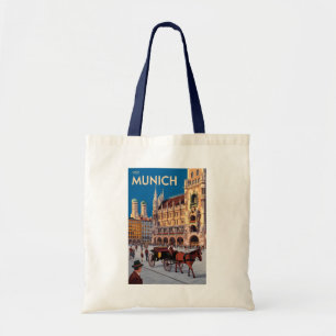 München Deutschland Marienplatz Reise Kunst Vintag Tragetasche