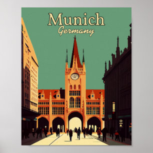 München Deutschland Minimalistisches Vintage-Kunst Poster
