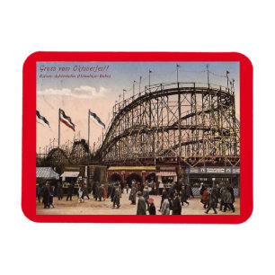 München, Deutschland Oktoberfest Achterbahn Vintag Magnet