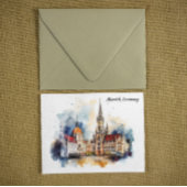 München Deutschland Panoramaansicht Aquarellbilder Postkarte