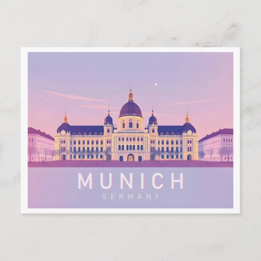 München Deutschland Pastell Travel Design Postkarte (Vorderseite)