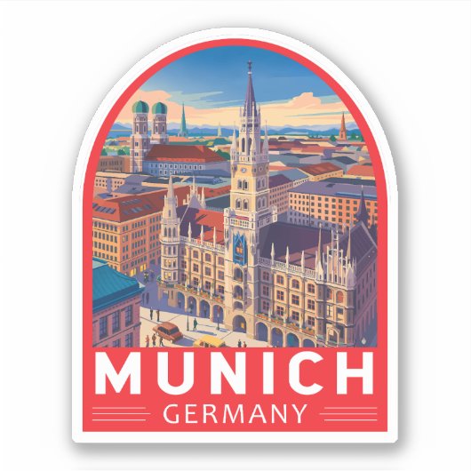 München Deutschland Reise Kunst Emblem Aufkleber (Vorderseite)