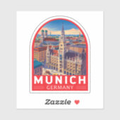 München Deutschland Reise Kunst Emblem Aufkleber (Blatt)