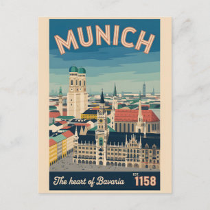 München Deutschland Retro-Silhouette Stadtansicht Postkarte