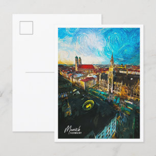 München Deutschland Schönes Ölbild Stadtlandschaft Postkarte