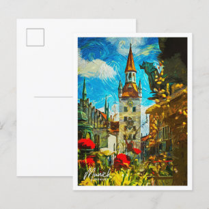 München Deutschland Schönes Ölmalerei Landschaft Postkarte