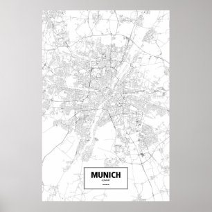 München, Deutschland (schwarz auf weiß) Poster