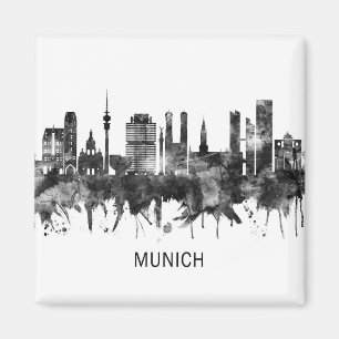 München Deutschland Skyline BW Magnet