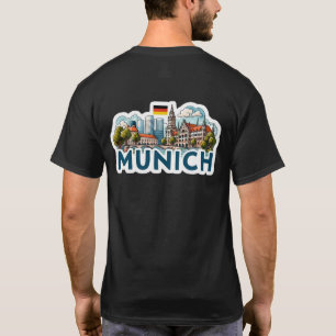 München Deutschland Skyline Kunst T-Shirt