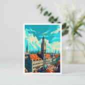 München Deutschland Vintage-Illustration Postkarte (Stehend Vorderseite)