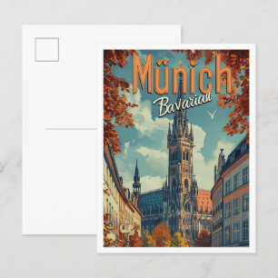 München Deutschland Vintage Kunstausstellung Postkarte