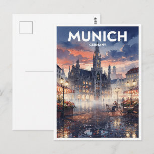 München Deutschland Vintage Reise Postkarte