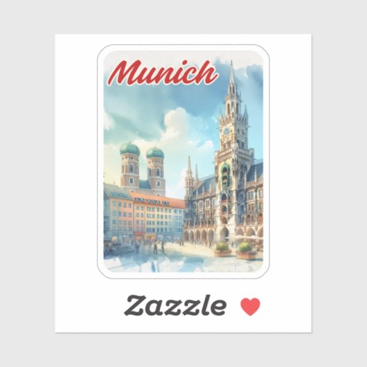 München Deutschland Wasserfarbenreise Aufkleber (Blatt)