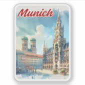 München Deutschland Wasserfarbenreise Aufkleber (Vorderseite)